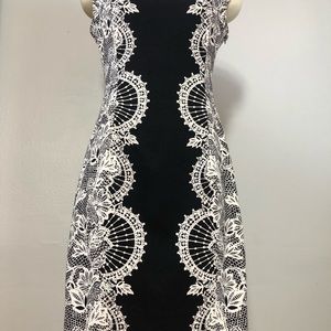 MAGGY LONDON Sleeveless Black/Cream Dress, 8